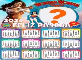 Calendário 2026 Feliz Páscoa Mulher Maravilha Montagem de Foto