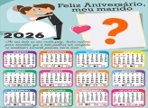 Calendário 2026 Feliz Aniversário Marido Esposo Foto Moldura