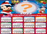 Moldura Fotos com Calendário 2022 Feliz Natal da Minnie e Mickey