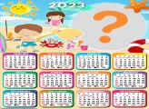 Calendário 2023 Praia Infantil Colagem Grátis