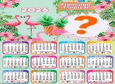 Calendário 2026 Flamingo Tropical Foto Colagem