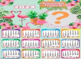 Calendário 2024 Criar Online Flamingo Tropical