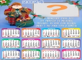 Calendário 2024 Papai Noel Abençoado Natal Colagem Montagem