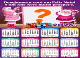 Calendário 2026 Papai Noel Cor de Rosa Fazer Colagem Grátis