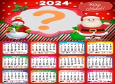 Calendário 2024 Feliz Natal Papai Noel Cute Fazer Montagem