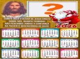 Calendário 2026 Papai Noel Adorando Jesus Fazer Colagem Grátis