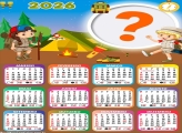 Calendário 2026 Tema Acampamento Foto Moldura