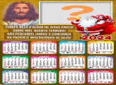 Calendário 2024 Papai Noel Adorando Jesus Colagem Moldura Online