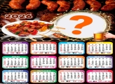 Calendário 2026 Tema Churrasco Montar Foto Grátis