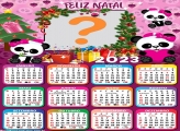 Moldura Online Calendário 2023 Feliz Natal Panda Rosa