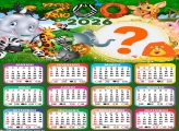 Calendário 2026 Zoológico Infantil Colagem Online