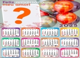 Calendário 2025 Feliz Aniversário Meu Amor Colagem de Foto