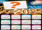 Calendário 2025 Feliz Ano Novo e Boas Festas Colagem de Foto