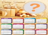 Calendário 2019 Feliz Natal Dourado