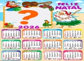 Calendário 2026 Papai Noel Havaiano Fazer Colagem Grátis