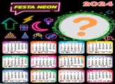 Calendário 2024 Colocar Foto em Moldura Festa Neon Online