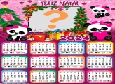 Calendário 2024 Feliz Natal Panda Rosa para Meninas