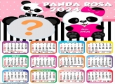 Calendário 2024 Panda Rosa Colagem de Foto Grátis