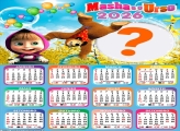 Calendário 2026 de Aniversário Masha e o Urso Montar Foto Grátis