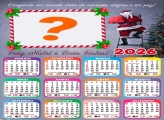 Calendário 2026 Papai Noel na Escada Foto Moldura