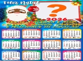 Calendário 2026 Papai Noel Negro Alegria e Amor Foto Moldura