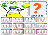 Calendário 2026 Copa do Mundo Bentô Colagem de Fotos