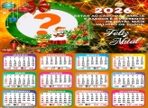 Calendário 2026 Feliz Natal ao Lado da Família Colagem de Fotos