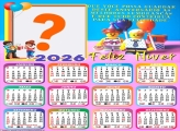 Calendário 2026 Feliz Aniversário Infantil Mensagem Colagem de Fotos