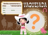 Convite Menina Vaquejada Cowgirl