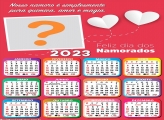 Calendário 2023 Dia dos Namorados Foto Moldura Grátis