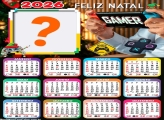 Calendário 2026 Feliz Natal Gamer Montagem de Foto