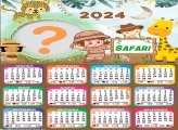 Calendário 2024 Safari para Meninas Montagem de Foto