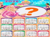 Calendário 2026 Barbie em Vida de Sereia Fazer Colagem Grátis