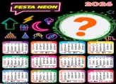 Calendário 2026 Festa Neon Juntar Foto Online