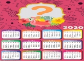 Calendário 2020 Flamingo Rosa Moldura