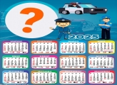 Calendário 2025 Polícia Tema Infantil Colagem de Foto