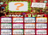 Calendário 2022 Feliz Natal com Mensagem Moldura de Foto Grátis