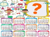 Calendário 2025 Feliz Ano Novo Colagem de Foto Infantil