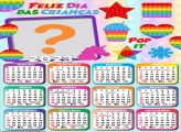 Calendário 2023 Feliz Dia das Crianças Pop It Color Colagem Grátis