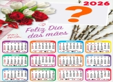 Calendário 2026 Cartão Dia das Mães Colagem de Fotos