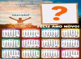 Calendário 2025 Feliz Ano Novo Gratidão Mensagem