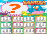Calendário 2026 Galinha Pintadinha Saia Rosa Montagem de Foto