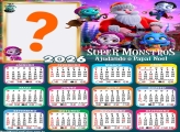 Calendário 2026 Super Monstro Ajudando o Papai Noel Foto Moldura