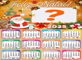 Calendário 2025 Feliz Natal Papai Noel e Rena Montagem Online