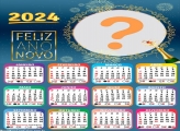 Calendário 2024 Moldura Feliz Ano Novo Fazer Montagem de Foto