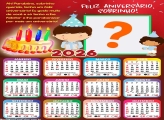 Calendário 2026 Feliz Aniversário Sobrinho Foto Colagem