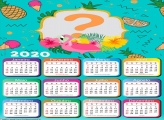 Moldura Infantil Calendário 2020 Flamingo