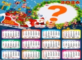 Calendário 2026 Feliz Natal Trenó Papai Noel Colagem de Fotos