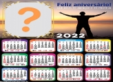 Calendário 2022 Feliz Aniversário Abençoado Colagem