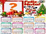 Calendário 2026 Feliz Natal Mickey e Minnie Montagem de Foto